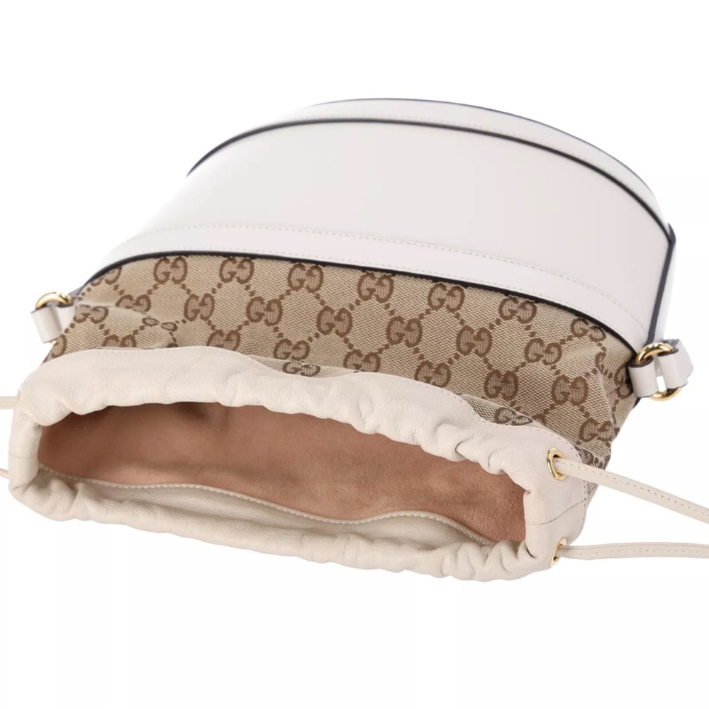 Gucci Horsebit 1955 Bucket Bag GG Canvas Leather Ivory Ebony - Picture 3 of 11